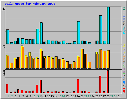 Daily usage for February 2025