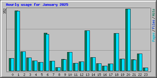 Hourly usage for January 2025